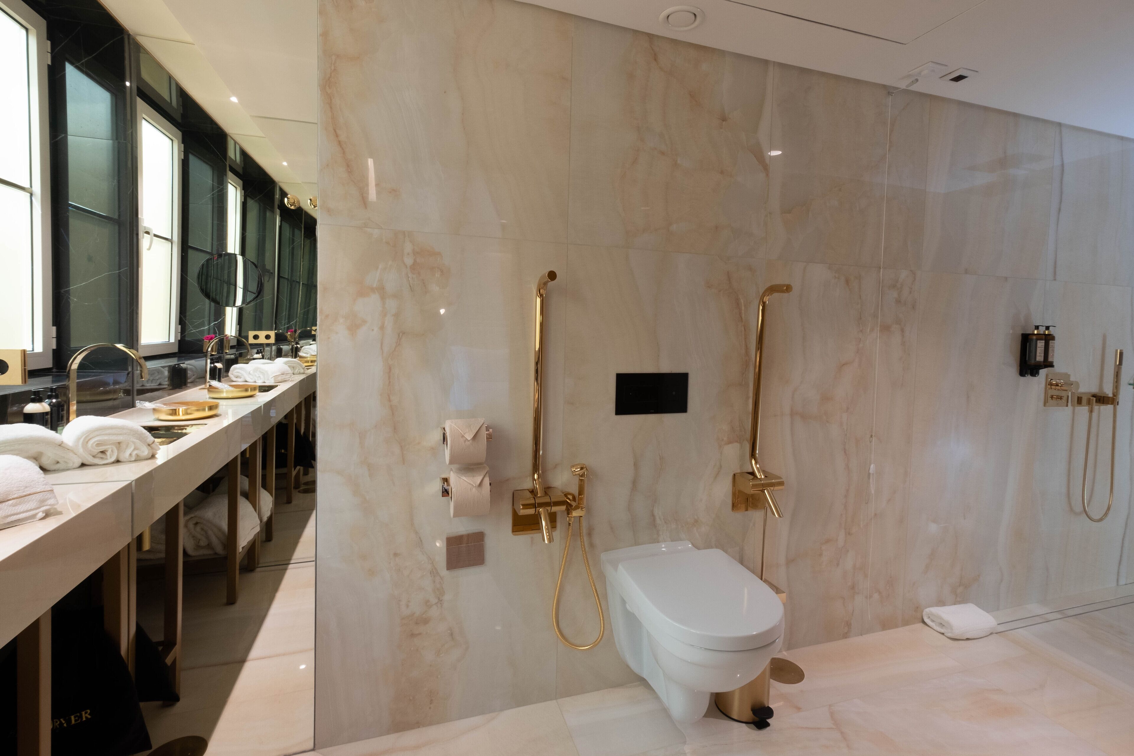 shower, free toiletries, hair dryer, bathrobes