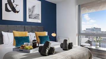 Appartement Exécutif | 2 chambres, draps en coton égyptien, literie de qualité supérieure