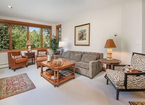 Een televisie en een open haard