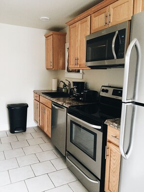 Fridge, microwave, oven, dishwasher