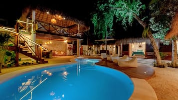 Outdoor pool, open 8:00 AM to 11:00 PM, sun loungers, lifeguards on site