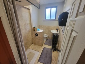 Dusche, Handtücher, Seife, Shampoo