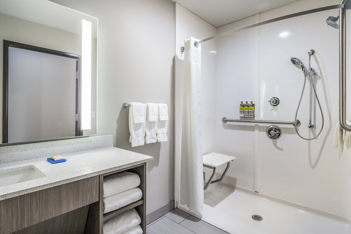 Room, 1 King Bed, Accessible (Communications, Mobil, Roll-In Shower) | In-room safe, desk, iron/ironing board, WiFi (free)