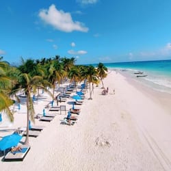 Private beach, white sand, sun-loungers, beach umbrellas