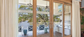Creek Front Beach House with Dock, Elevator, Easy Walk to Beach, Dog Friendly