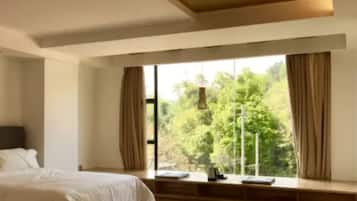 Double Bed Room With Ancient Cloud Lake View | Desk, free WiFi