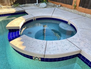 Outdoor pool, pool loungers