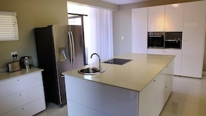Fridge, microwave, dishwasher, coffee/tea maker