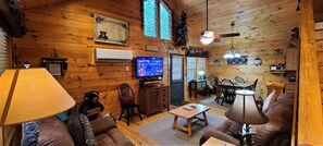 Smart TV, fireplace, DVD player