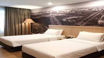 Premium bedding, memory-foam beds, desk, soundproofing