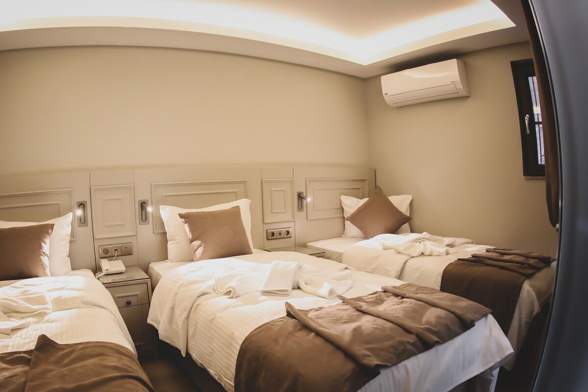 Economy Triple Room | Minibar, in-room safe, desk, laptop workspace