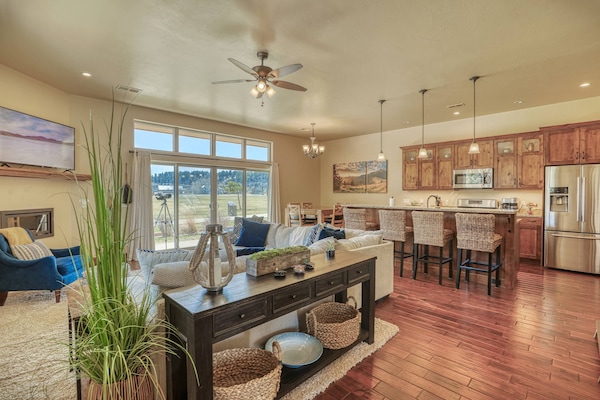 Beautiful and thoughfully designed open concept kitchen and living space
