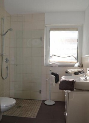 Dusche, Haartrockner, Handtücher