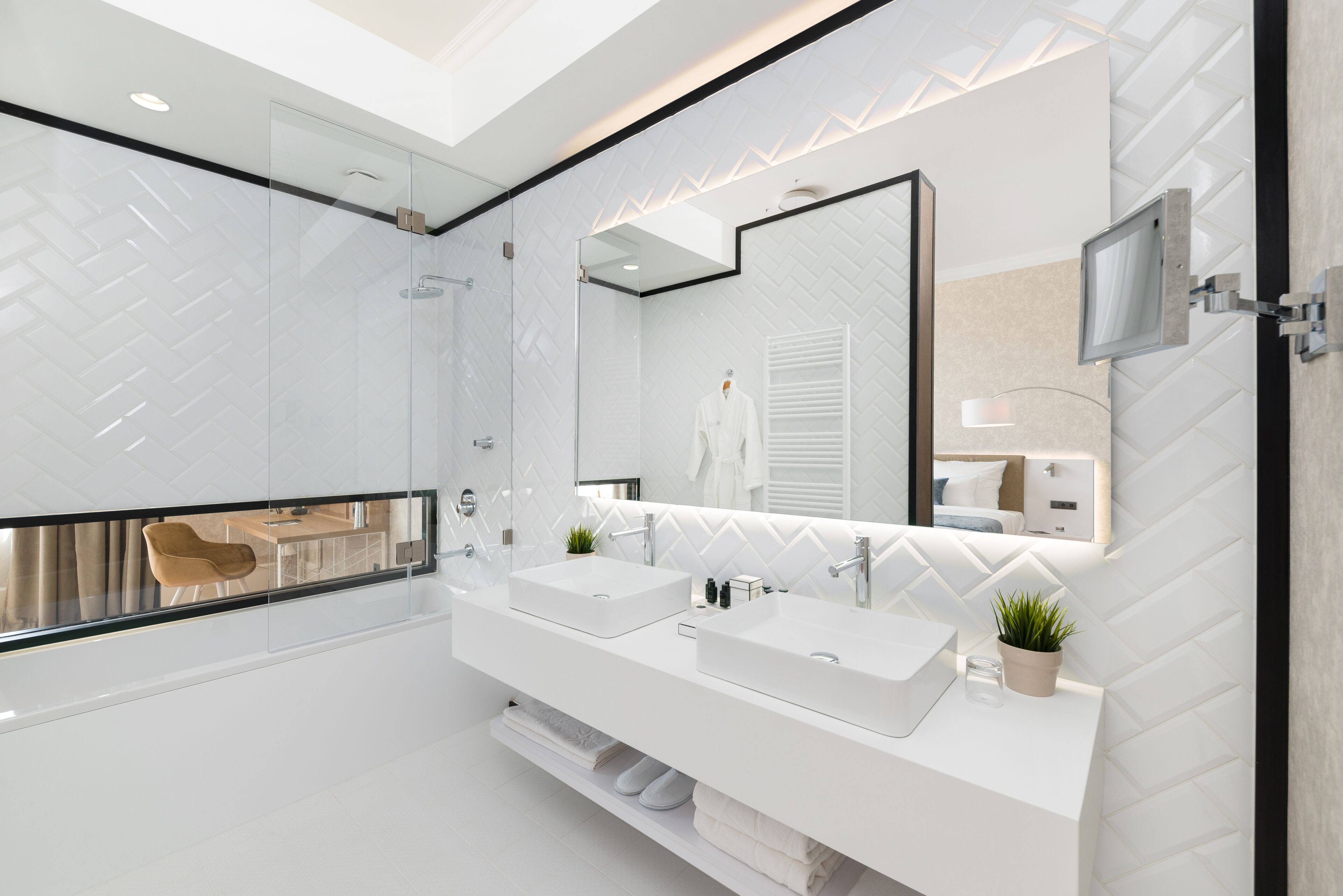 ambassador suite with danube view | bathroom | rainfall showerhead, free toiletries, hair dryer, towels