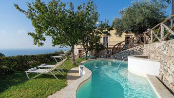 Seasonal outdoor pool, pool umbrellas, sun loungers
