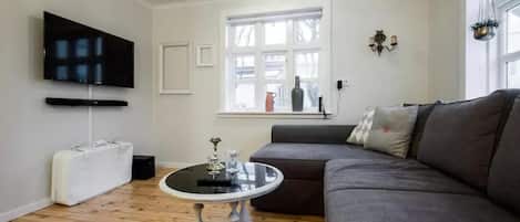Apartment, 1 Schlafzimmer, Erdgeschoss (101) | Wohnbereich | Flachbildfernseher