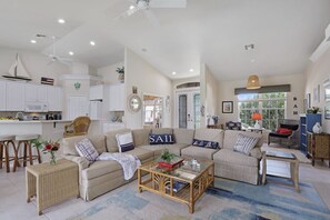 Smart TV, libros, biblioteca musical y estéreo 