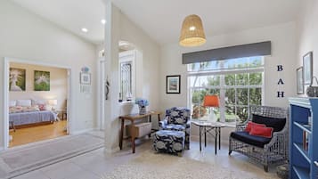 Smart TV, books, music library, stereo