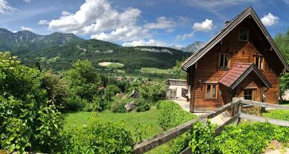 Beautiful wooden log house with a first-class view of the mountains!