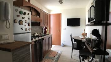 Fridge, oven, stovetop, cookware/dishes/utensils