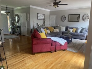 TV, fireplace, computer monitors