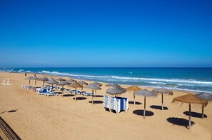 Sun-loungers, beach towels