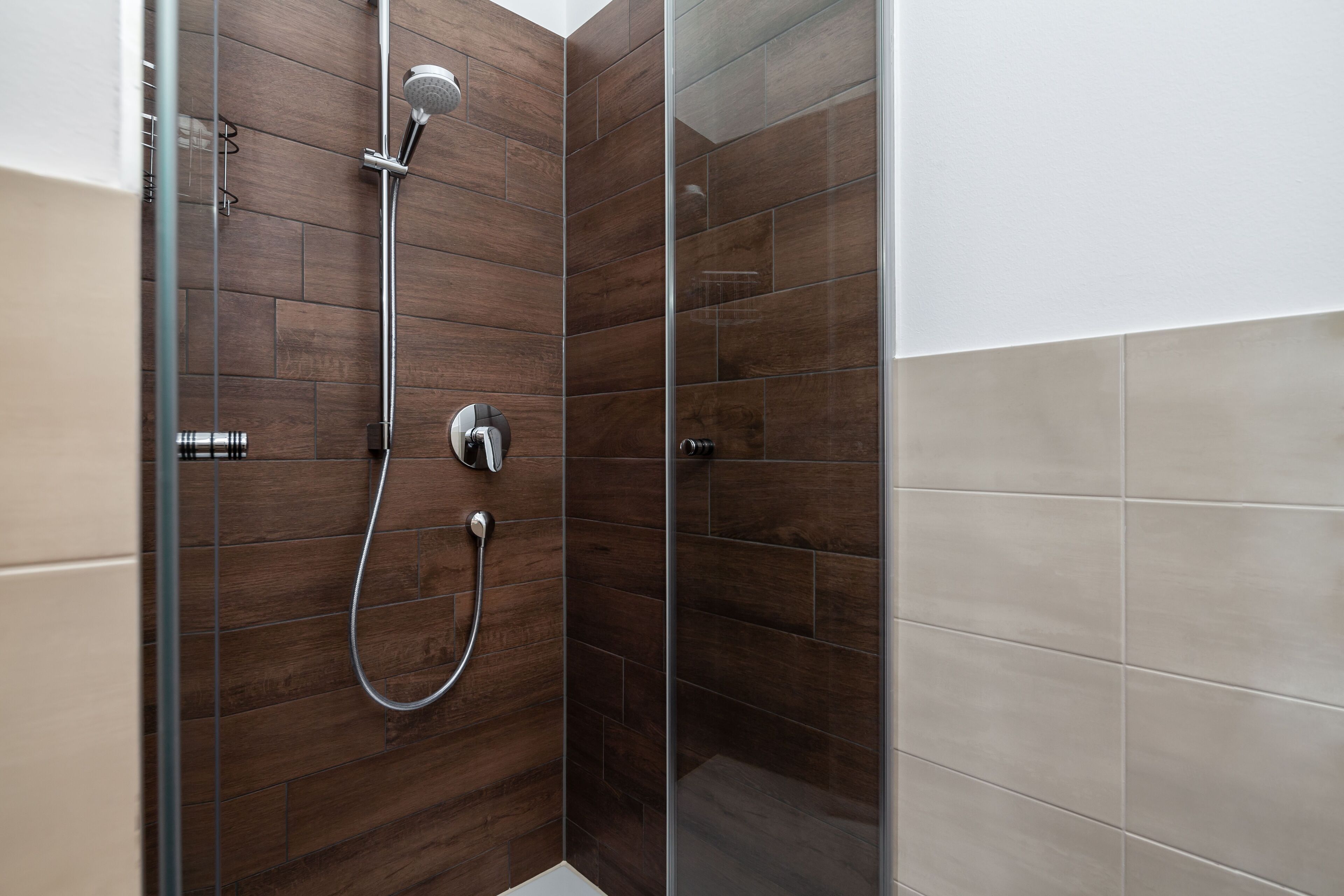 Ducha, secador de pelo, toallas, jabón