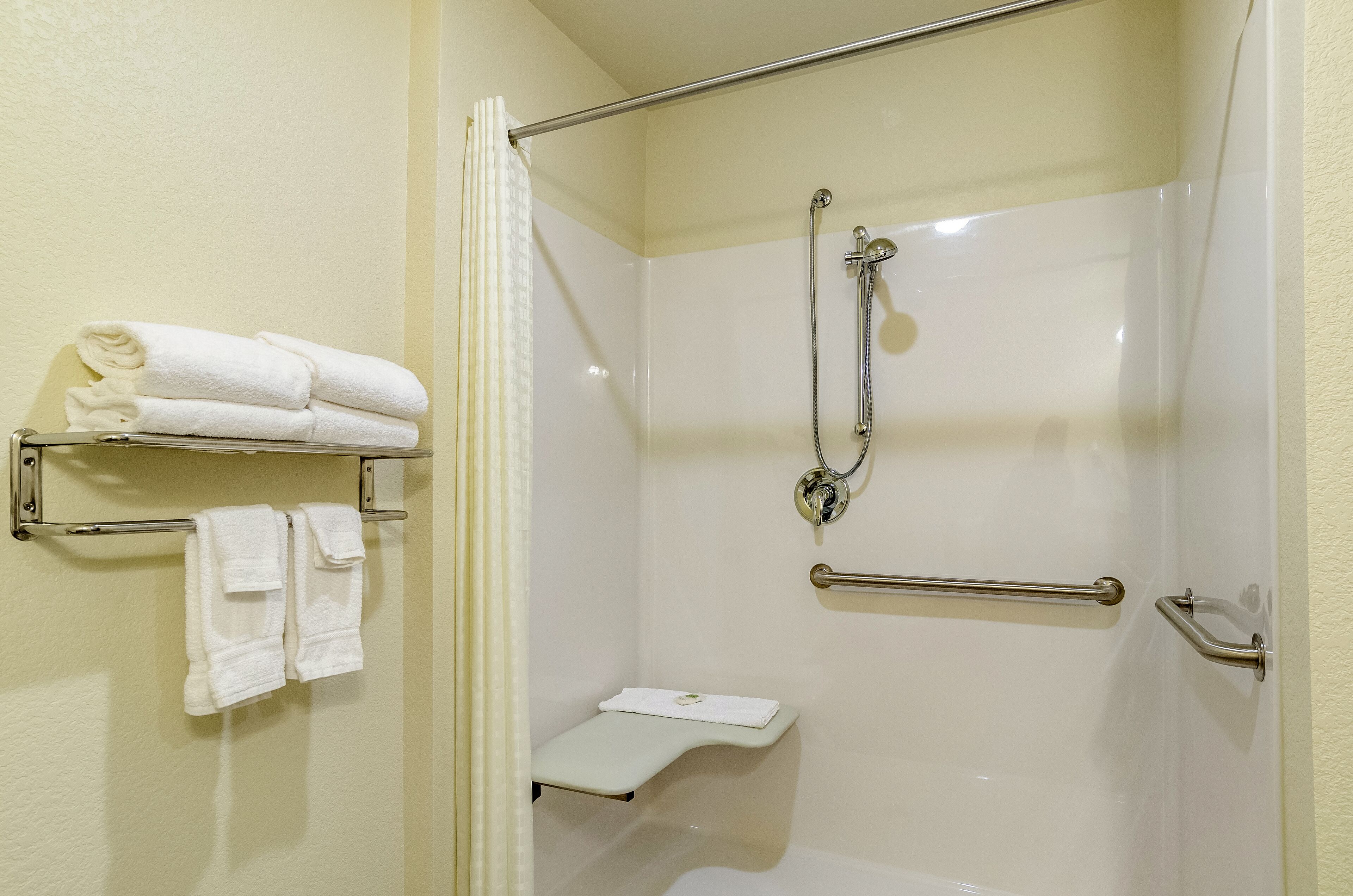 suite, king bed with sofa bed, accessible shower, non smoking | bathroom shower