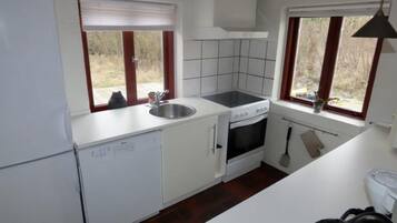 Fridge, microwave, dishwasher