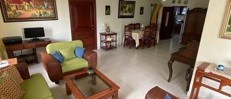 TV, DVD player, stereo