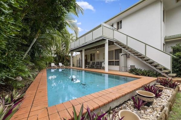 Outdoor pool, a heated pool - Fabulous Pet Friendly Family Home - 3 Carribean Court (Castaways Beach)