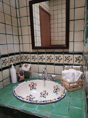 Ducha, toallas, shampoo, papel higiénico