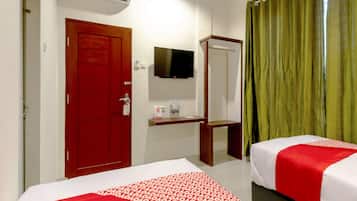 Desk, free WiFi, bed sheets