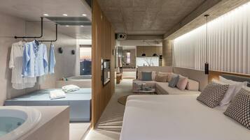 デラックス スタジオスイート (Venus A2) | 高級寝具、羽毛の掛け布団、セーフティボックス (室内)、遮光カーテン