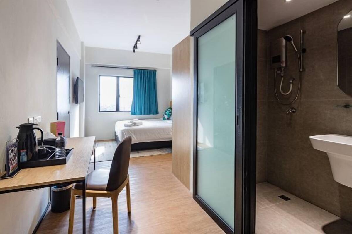 1 bedroom, desk, iron/ironing board