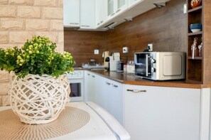 Fridge, microwave, oven, stovetop - Luxury 2 Bedroom 2 Bathroom Apartment in top center (Sofia)