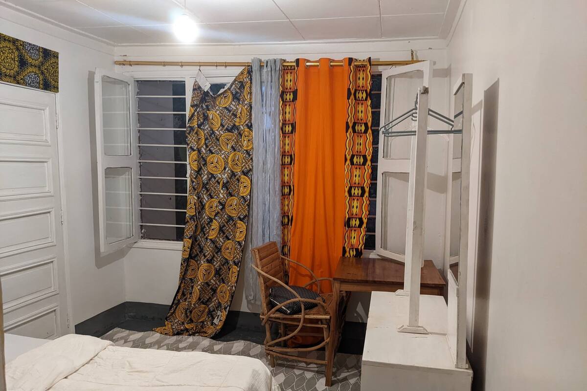 Blackout curtains, bed sheets