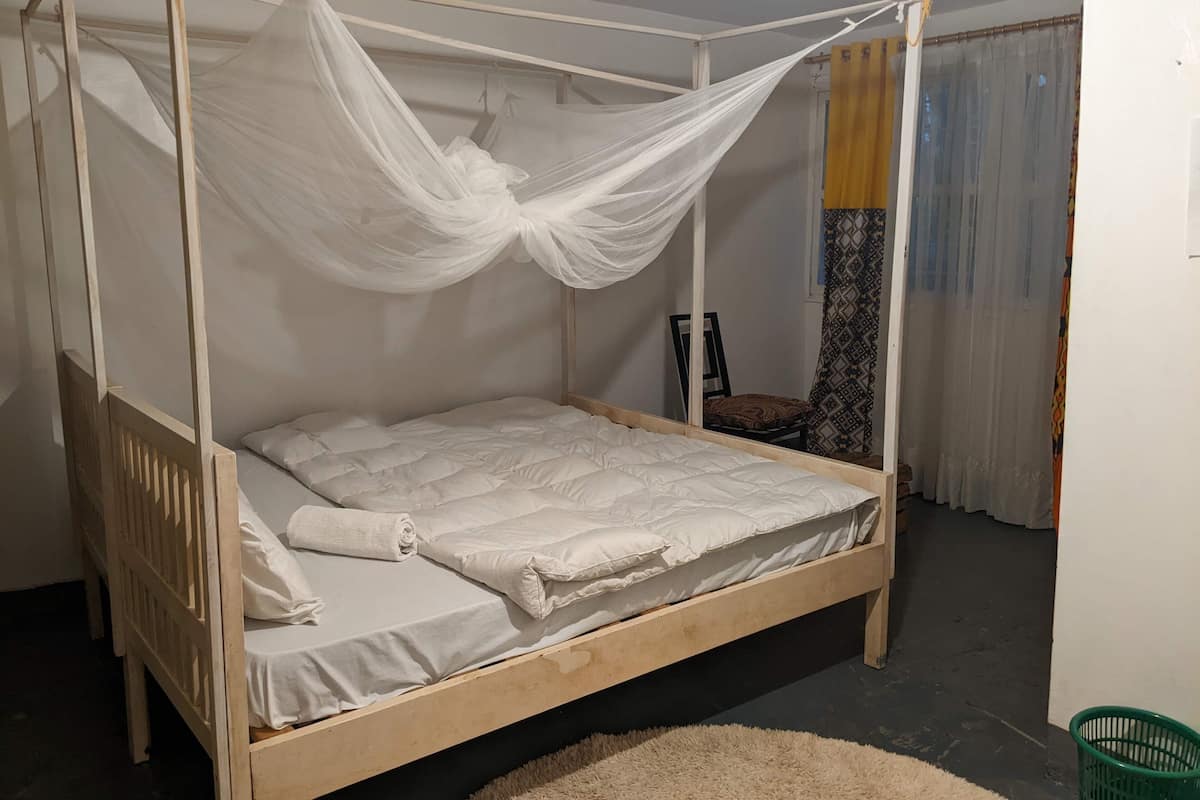 Blackout curtains, bed sheets