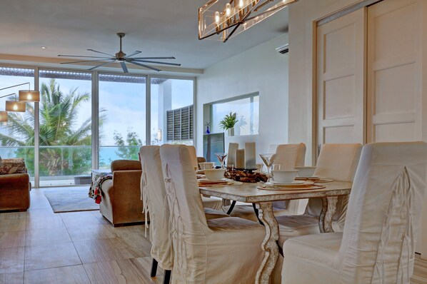 Dining - Luxury Ocean View Beach Villa with Private Pool Garden Courtyard in Great Exuma (Moss Town)