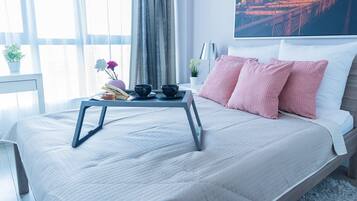 Apartemen Panorama | 1 kamar tidur, seprai premium, dan didekorasi berbeda-beda