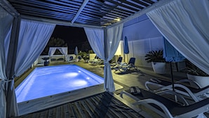 An outdoor pool area with a pergola, lounge chairs, and a hot tub. - Last-minute offers / Pet-friendly / VERY low low-season prices (Komarna)