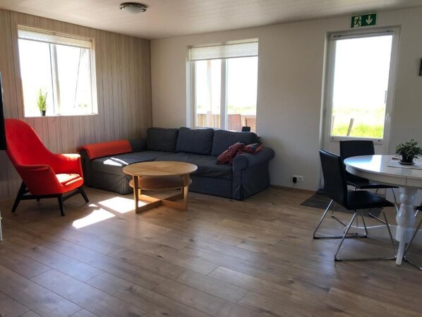 Cabin, 2 Bedrooms (Mosás 3) | Living room | Smart TV, heated floors - Mosás Cottages (Hrunamannahreppur)