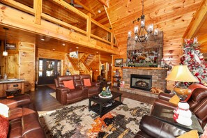 Smart TV, fireplace, video games, DVD player