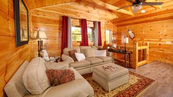 Smart TV, fireplace, video games, DVD player