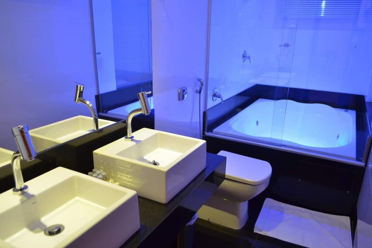 hair dryer, towels, soap