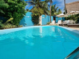 Outdoor pool, open 8:00 AM to 8:00 PM, pool umbrellas, sun loungers