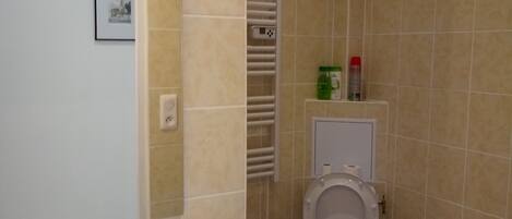 Sèche-cheveux, serviettes fournies, savon, shampoing