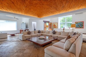 Flatskjerm-TV, filmbibliotek og stereoanlegg