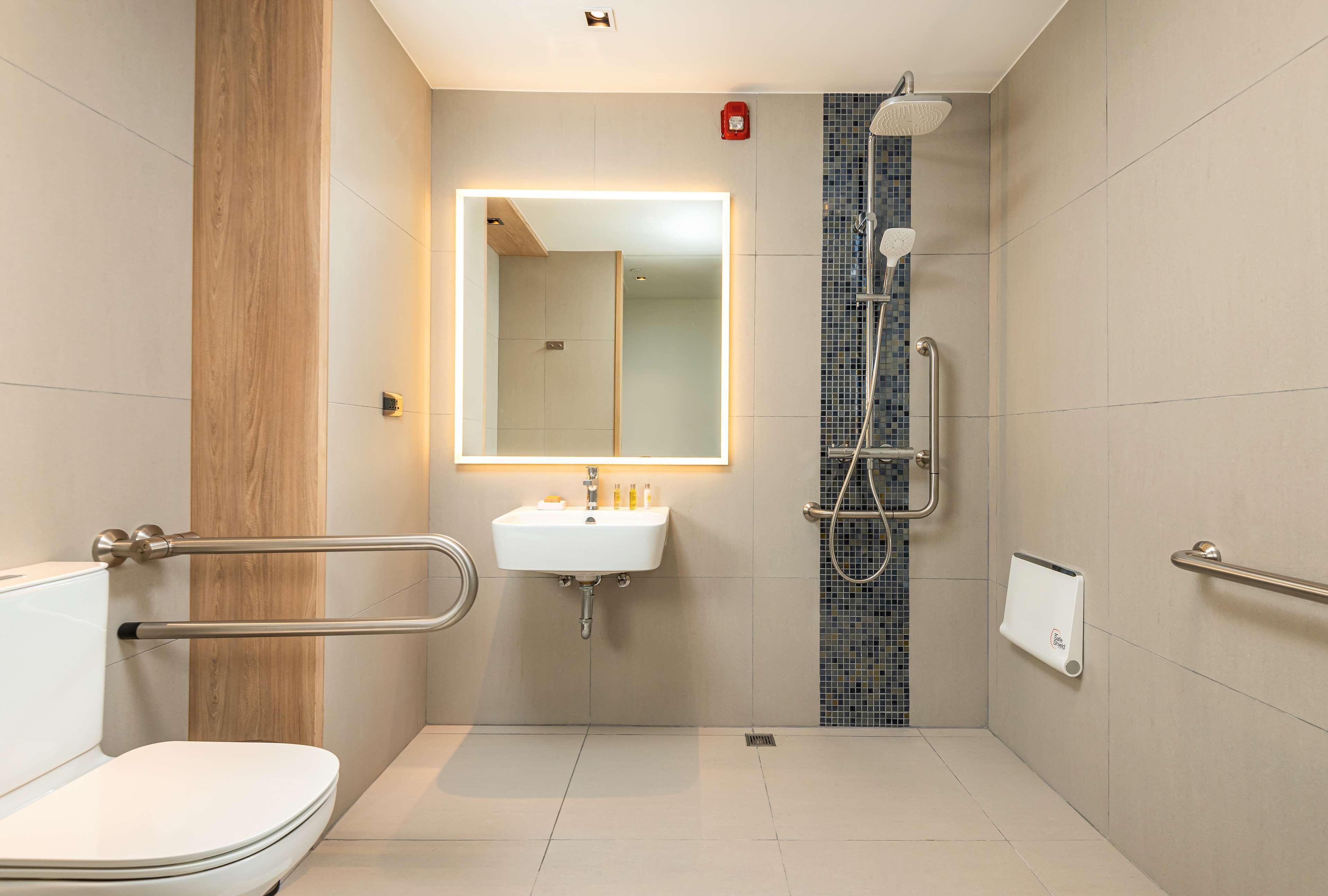 room, 1 king bed, accessible | bathroom shower