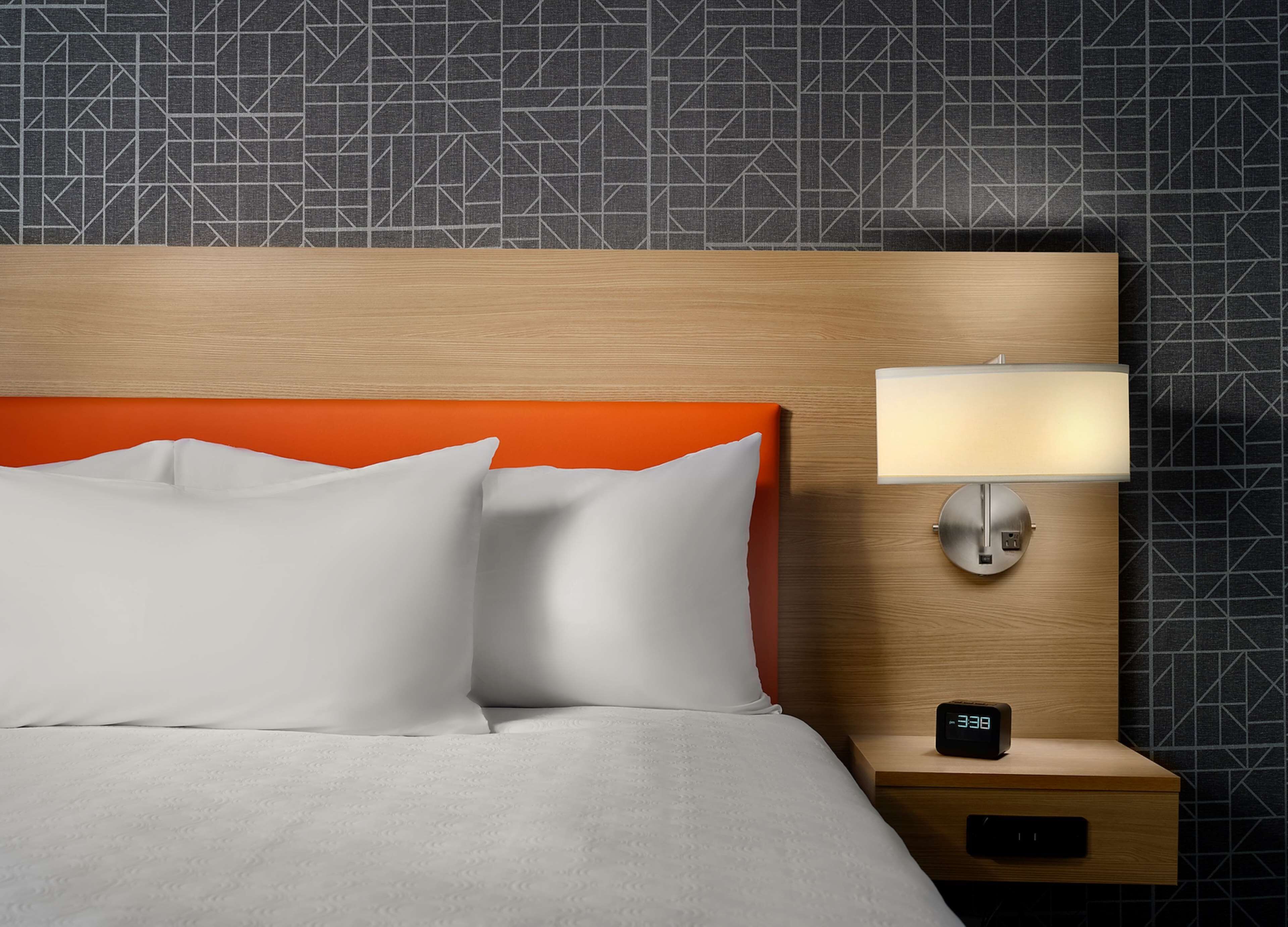 desk, laptop workspace, blackout curtains, iron/ironing board